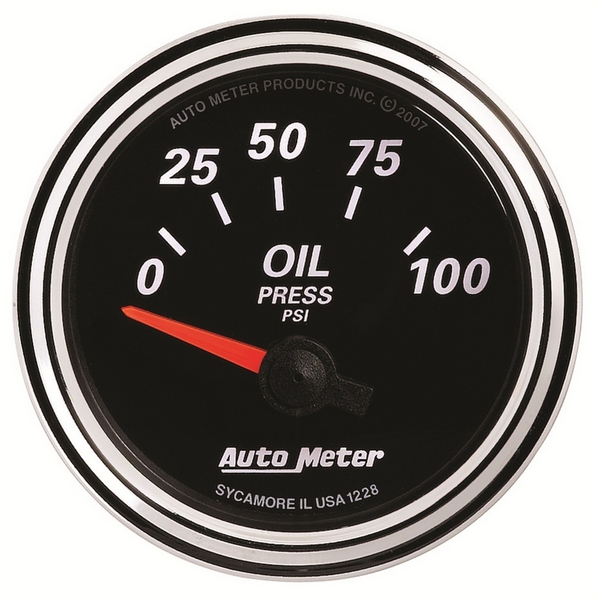 2-1/16" OIL PRESSURE, 0-100 PSI, DESIGNER BLACK II